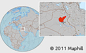 Gray Location Map of Salahuddin, hill shading