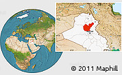 Satellite Location Map of Salahuddin, highlighted country