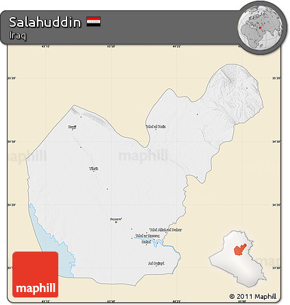Classic Style Map of Salahuddin, single color outside