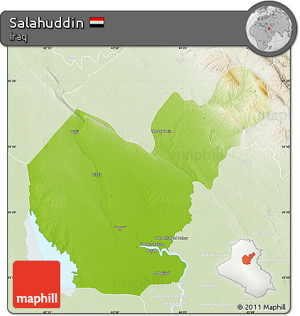 Physical Map of Salahuddin, lighten