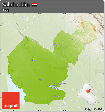 Physical Map of Salahuddin, lighten