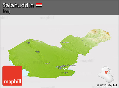 Physical Panoramic Map of Salahuddin, cropped outside