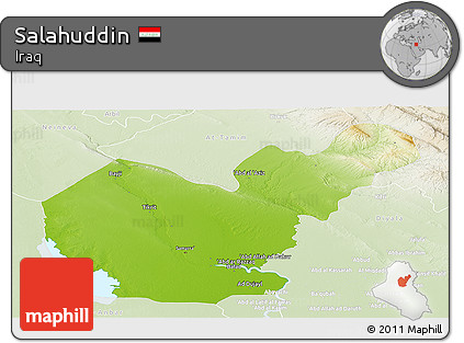 Physical Panoramic Map of Salahuddin, lighten