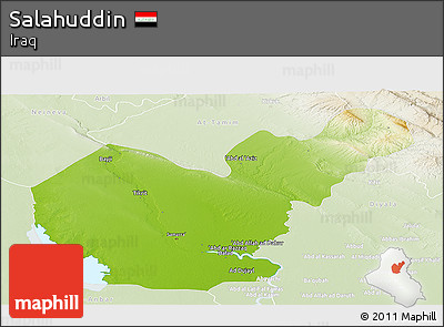 Physical Panoramic Map of Salahuddin, lighten