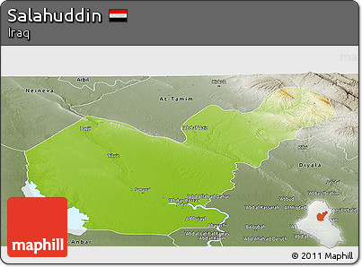 Physical Panoramic Map of Salahuddin, semi-desaturated