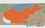 Political Panoramic Map of Salahuddin, semi-desaturated