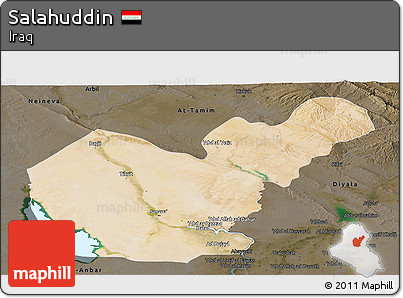 Satellite Panoramic Map of Salahuddin, darken