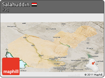 Satellite Panoramic Map of Salahuddin, semi-desaturated