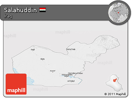 Silver Style Panoramic Map of Salahuddin, single color outside