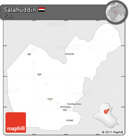 Silver Style Simple Map of Salahuddin, single color outside