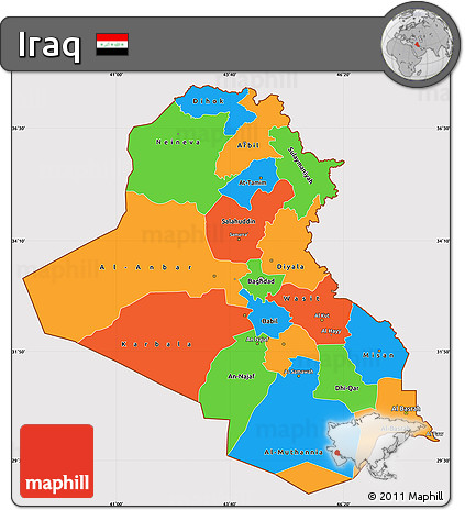 Political Simple Map of Iraq, cropped outside
