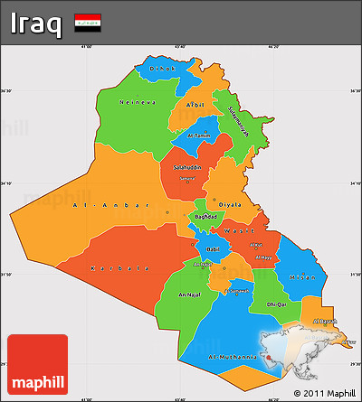 Political Simple Map of Iraq, cropped outside