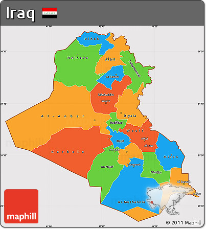 Political Simple Map of Iraq, cropped outside