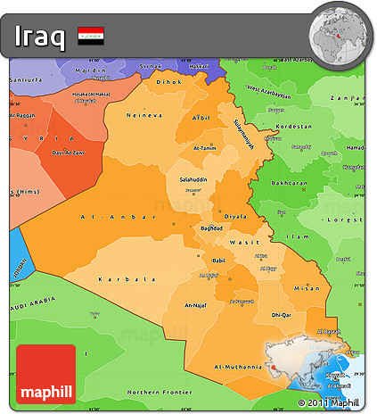 Political Shades Simple Map of Iraq