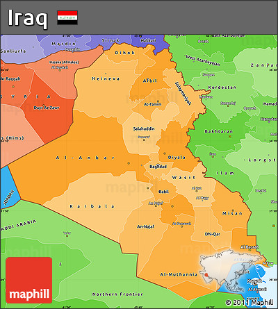 Political Shades Simple Map of Iraq