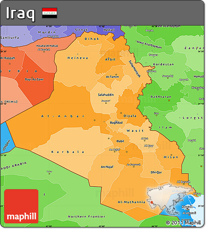 Political Shades Simple Map of Iraq