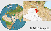 Satellite Location Map of Sulaymaniyah, highlighted country