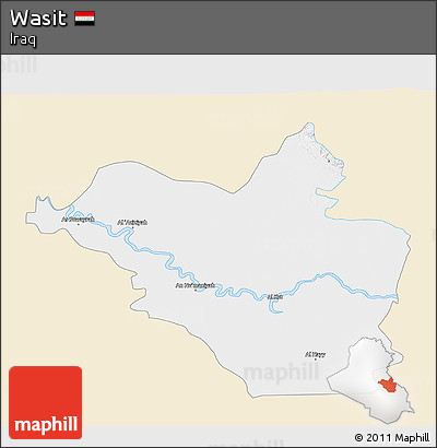 Classic Style 3D Map of Wasit, single color outside