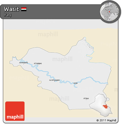 Classic Style 3D Map of Wasit, single color outside
