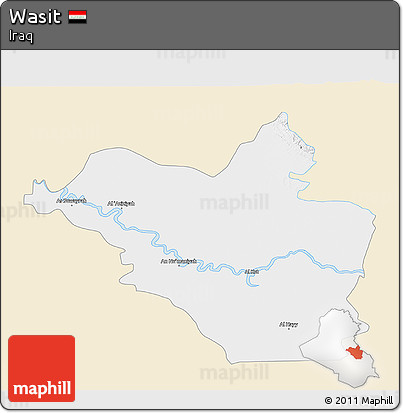 Classic Style 3D Map of Wasit, single color outside