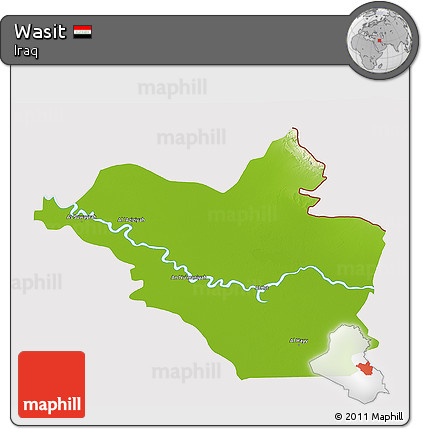Physical 3D Map of Wasit, cropped outside