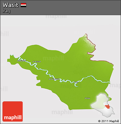 Physical 3D Map of Wasit, cropped outside