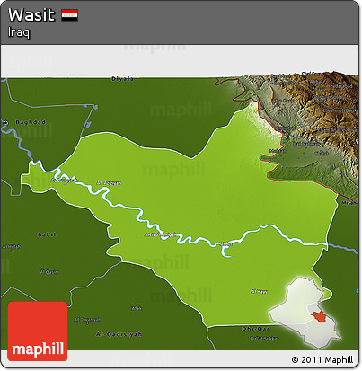 Physical 3D Map of Wasit, darken