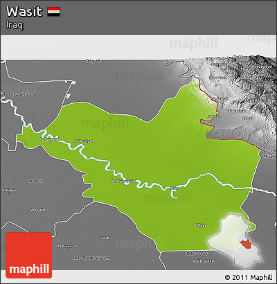 Physical 3D Map of Wasit, desaturated