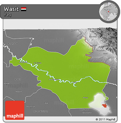 Physical 3D Map of Wasit, desaturated