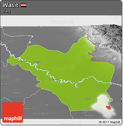 Physical 3D Map of Wasit, desaturated