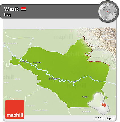 Physical 3D Map of Wasit, lighten