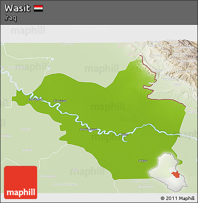 Physical 3D Map of Wasit, lighten