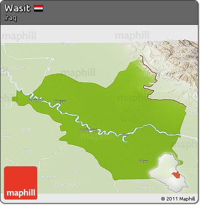 Physical 3D Map of Wasit, lighten