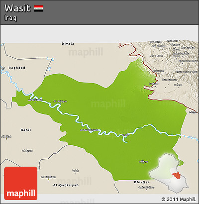 Physical 3D Map of Wasit, shaded relief outside