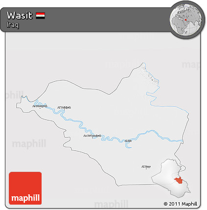 Silver Style 3D Map of Wasit, single color outside