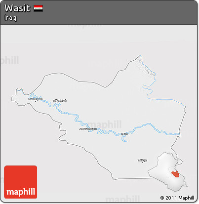 Silver Style 3D Map of Wasit, single color outside