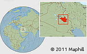 Savanna Style Location Map of Wasit, hill shading