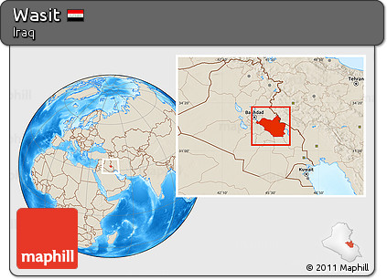 Shaded Relief Location Map of Wasit
