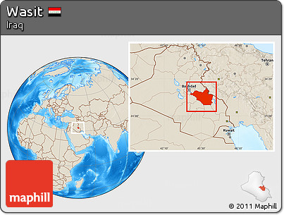 Shaded Relief Location Map of Wasit