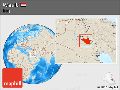 Shaded Relief Location Map of Wasit