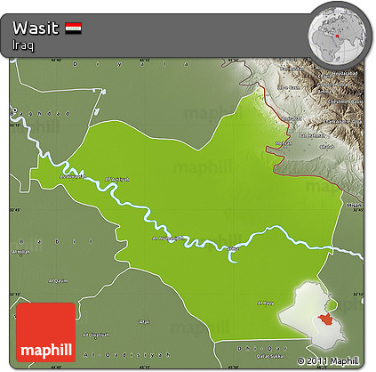 Physical Map of Wasit, semi-desaturated