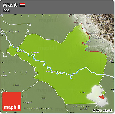 Physical Map of Wasit, semi-desaturated