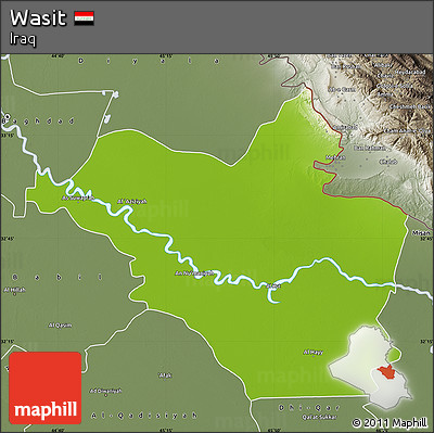 Physical Map of Wasit, semi-desaturated