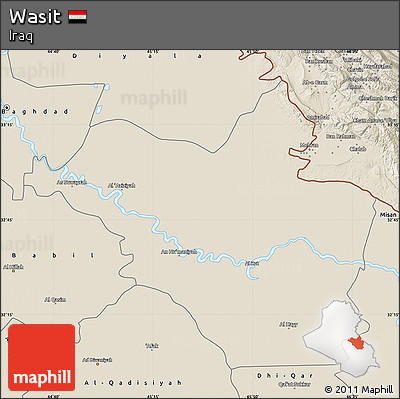 Shaded Relief Map of Wasit