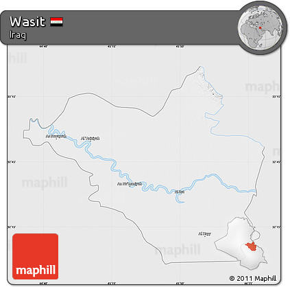 Silver Style Map of Wasit, single color outside