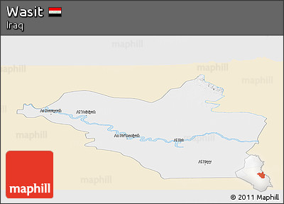 Classic Style Panoramic Map of Wasit, single color outside