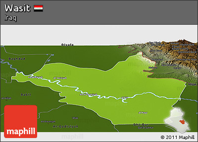 Physical Panoramic Map of Wasit, darken