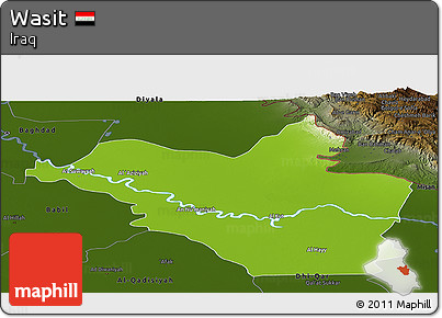 Physical Panoramic Map of Wasit, darken