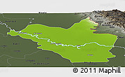 Physical Panoramic Map of Wasit, darken, semi-desaturated