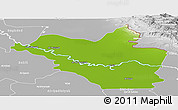 Physical Panoramic Map of Wasit, lighten, desaturated